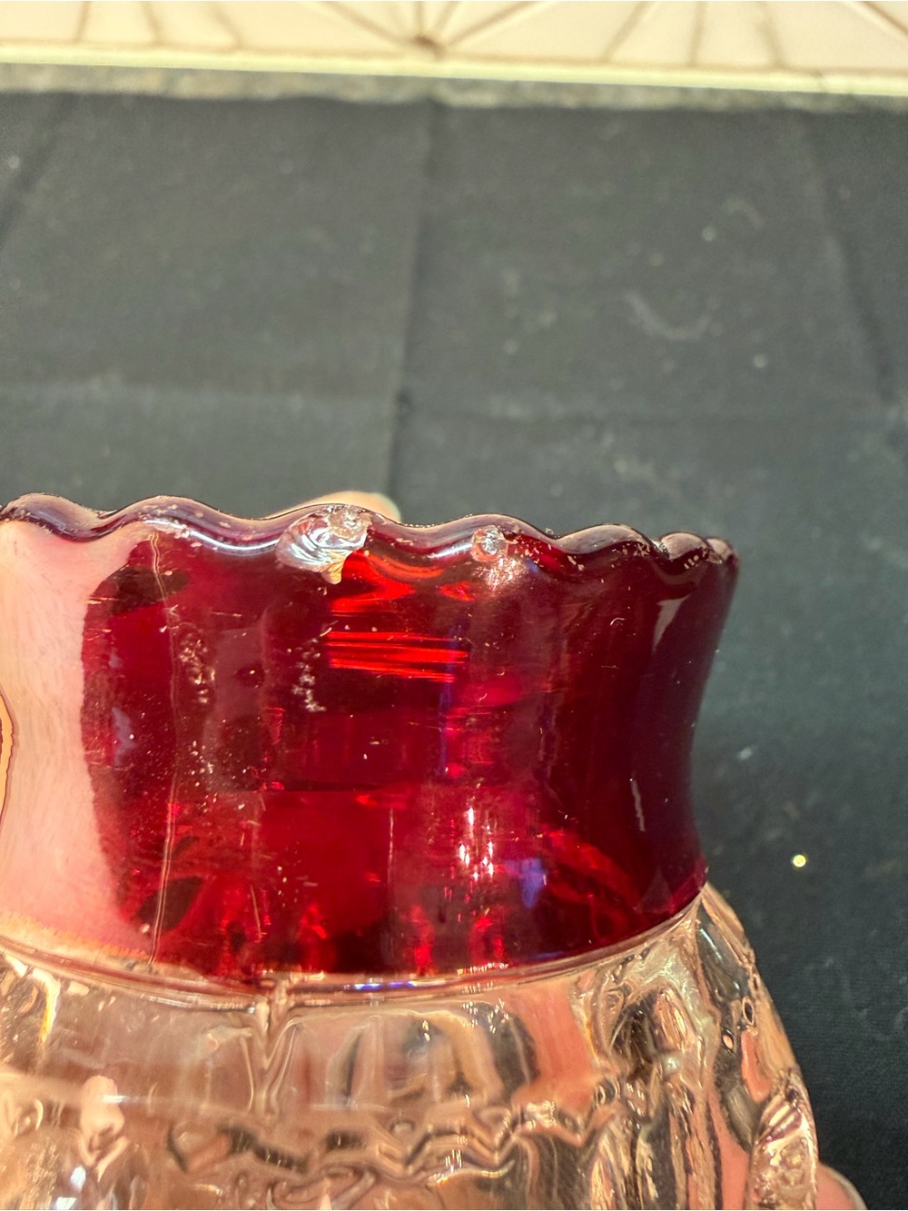 Antique U.S. Glass Jewel Lacy Medallion Ruby Stained EAPG Toothpick Holder - Picture 8 of 8